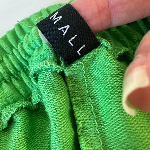 Retro 70’s Green Drawstring Knit Sweat Shorts Pockets Athletic High Waist Medium - Picture 6 of 10